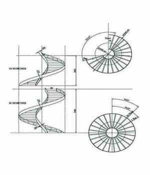 Plan d'ensemble escalier rayonnant