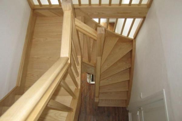 Escalier bois 2 quarts tournant sur mesure